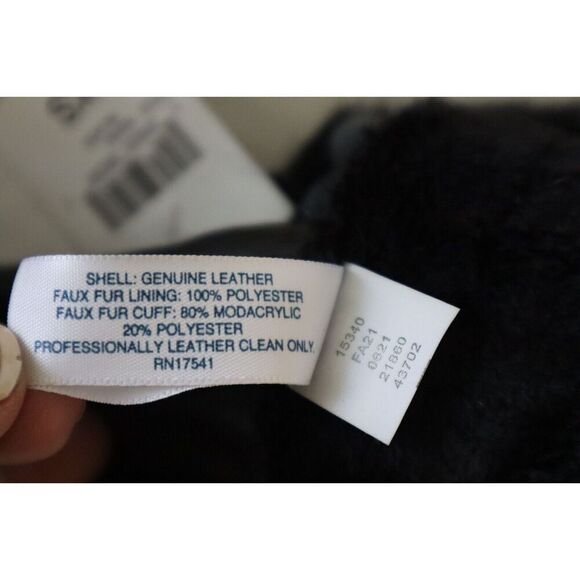 Charter Club 15340 Women's Sz XS Black Faux Fur-Cuff Leather Tech Gloves - Picture 8 of 8